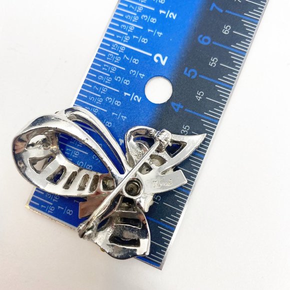 557 Vintage Reinad bow  Brooch / Pin with Crystal Rhinestones - Picture 8 of 9